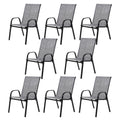 Breathable Textilene Patio Chairs with High Backrest - Grey (8 Piece Set)