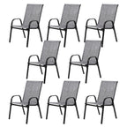 Breathable Textilene Patio Chairs with High Backrest - Grey (8 Piece Set)