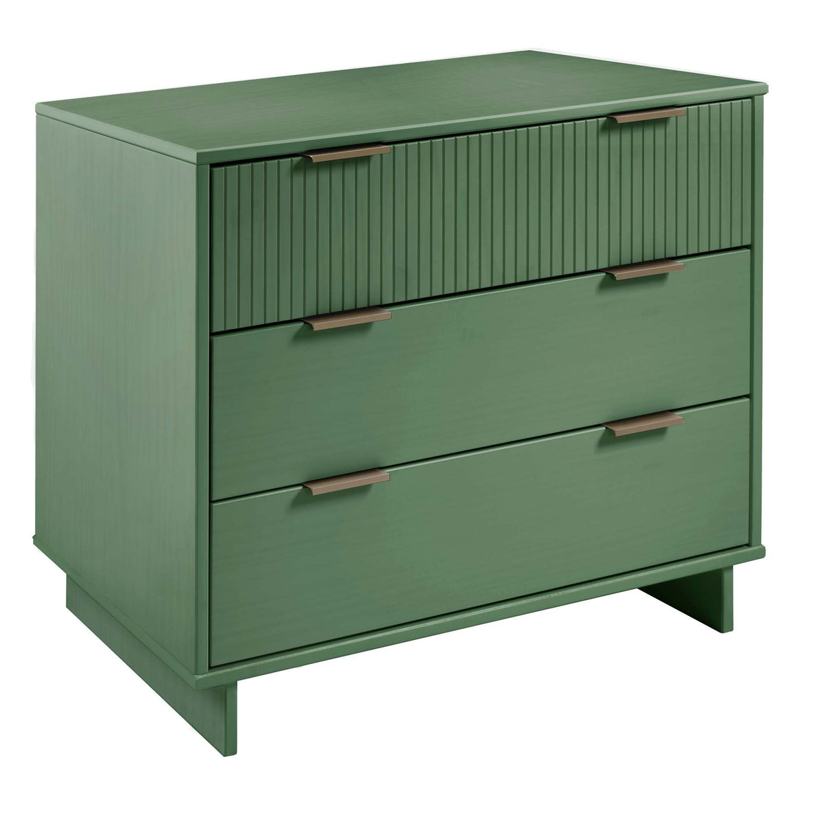 Solid Wood 3 Drawer Dresser with Ribbed Fronts - Multiple Colors