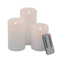 LED Candles With Remote Timer - Set of 3, Paraffin Wax - White