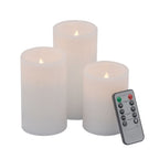 LED Candles With Remote Timer - Set of 3, Paraffin Wax - White