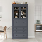 Freestanding Kitchen Pantry Cabinet with Power Outlet – Grey or White