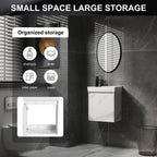 Modern Bathroom Vanity with Ceramic Basin and Storage Cabinet - Light Brown, Black, or White