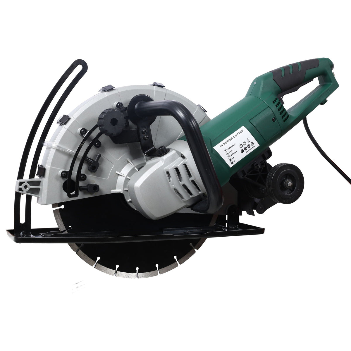 Portable Electric Circular Concrete Saw with 14" Wet/Dry Diamond Blade - Green