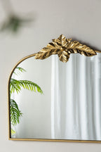 Gold Arched Wall Mirror with Metal Frame - Decorative Accent