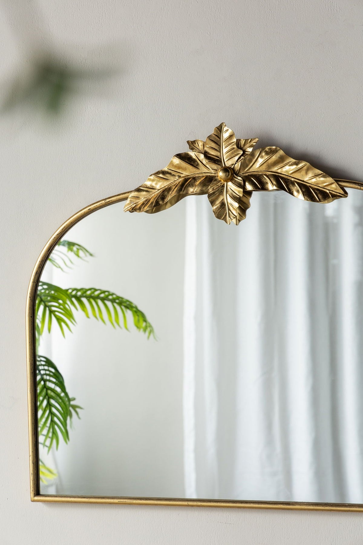 Gold Arched Wall Mirror with Metal Frame - Decorative Accent