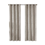 Knitted Jacquard Damask Total Blackout Curtain Panel with Silver Grommets - Silver