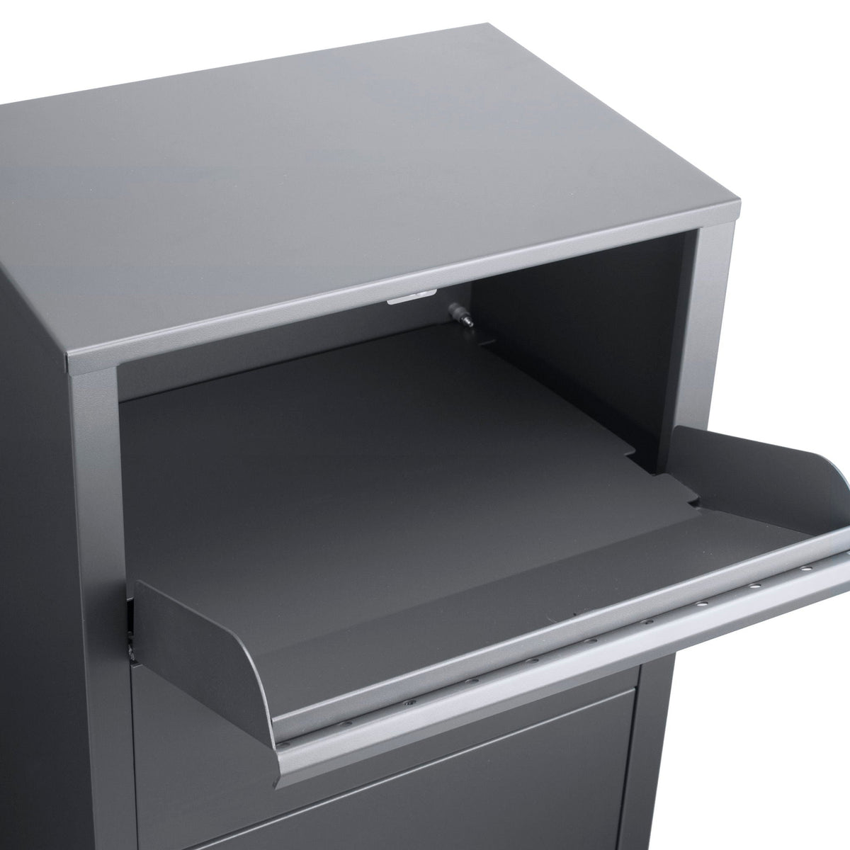 Steel Large Single Compartment Locking Parcel Drop Box with Keyed Access - Gray