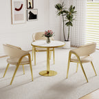 Round Modern Tulip Dining Table with Sintered Stone Top - Faux Marble