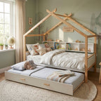 House Bed With Bookshelf Storage and Integrated Shelves - White