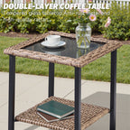 2-Person Outdoor Wicker Swivel Rocker Seating Group with Cushions - Beige or Blue