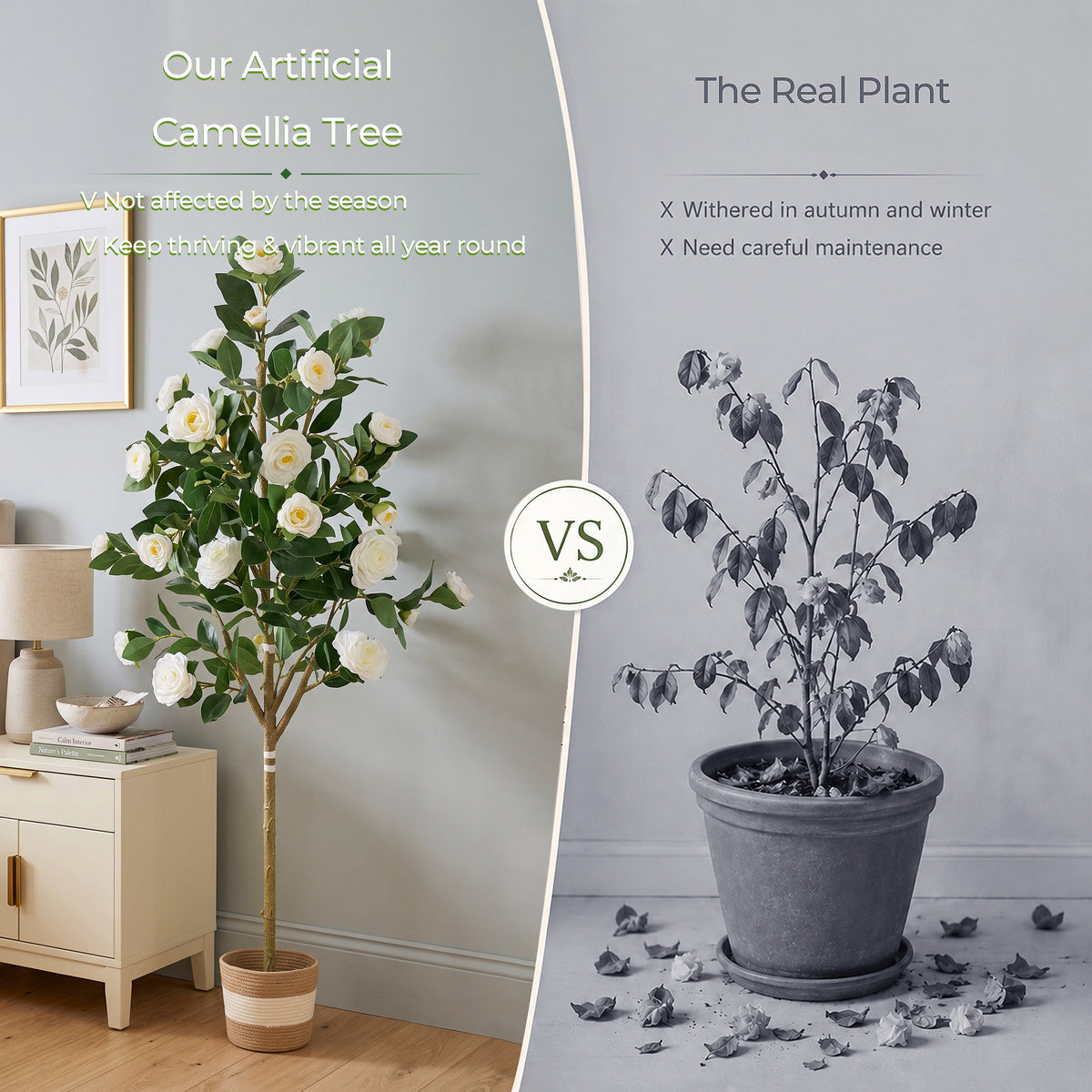 Artificial Camellia Tree - 5FT Faux Indoor Plant