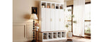 Farmhouse Entryway Storage Cabinet with Shoe Rack & Display Cubbies