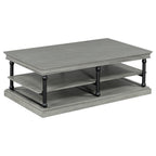 Wood Coffee Table with Storage Shelves - Black + Gray
