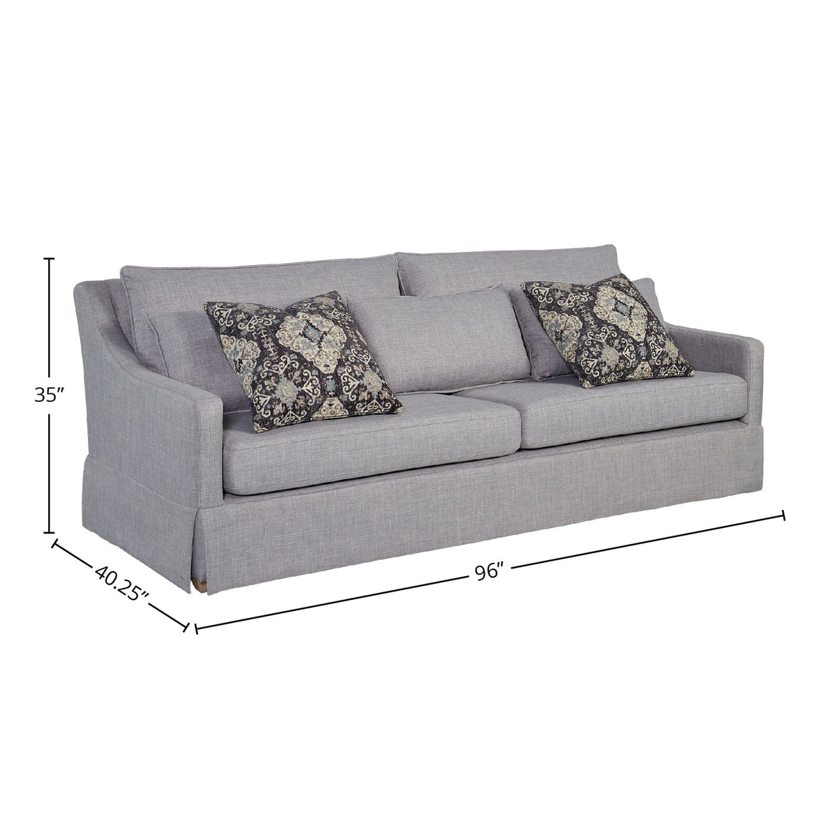 Stationary Sofa With Reversible Cushions and Two Pillows - Gray or White