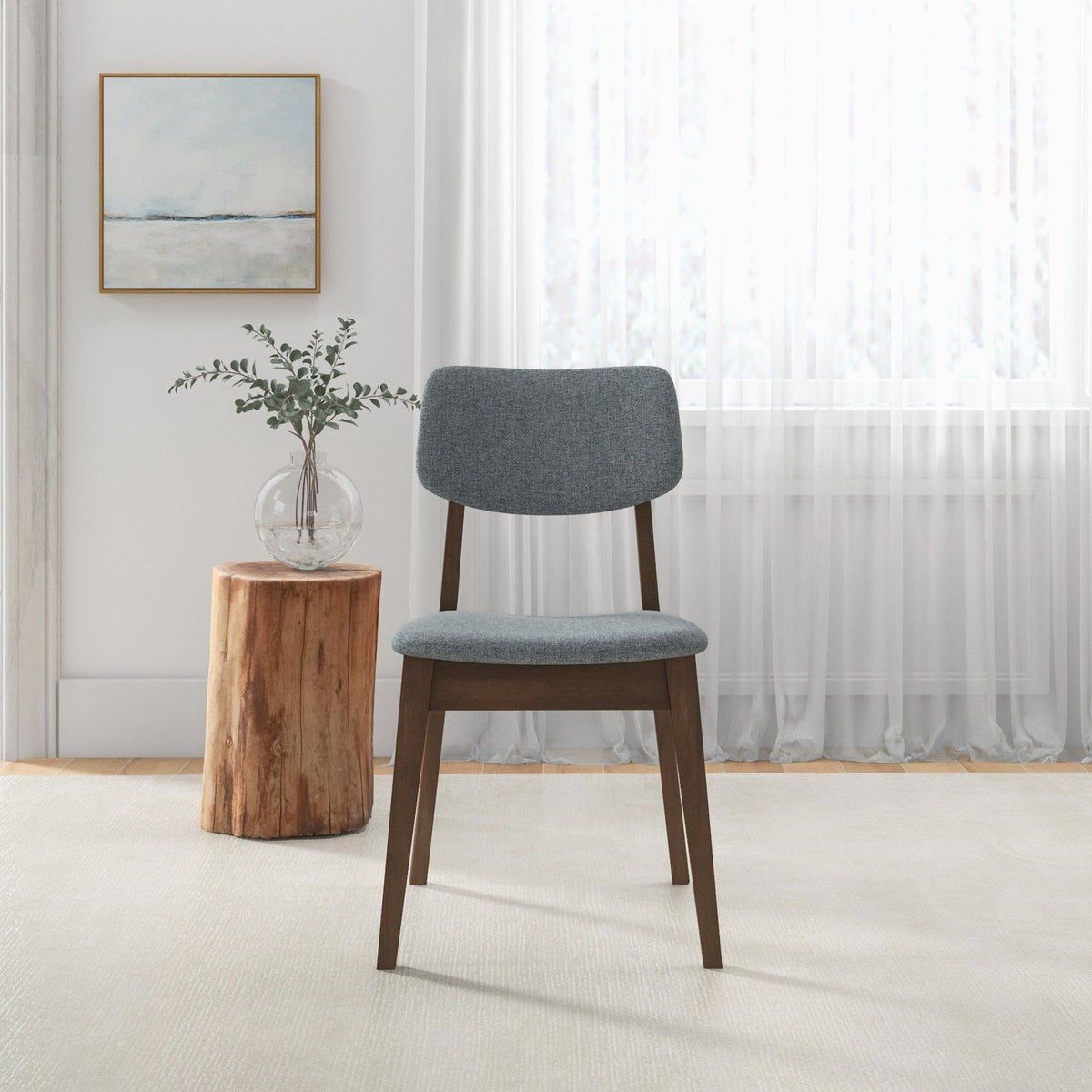 Solid Back Side Chair Set with Mid-Century Modern Design - Multiple Colors
