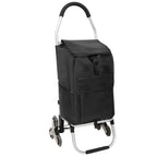Foldable Shopping Stair Trolley with Triangular Wheels and Removable Waterproof Bag - Black