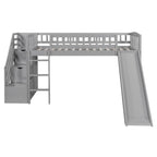 Loft Stairway Bed with Drawers and Convertible Ladder - Twin