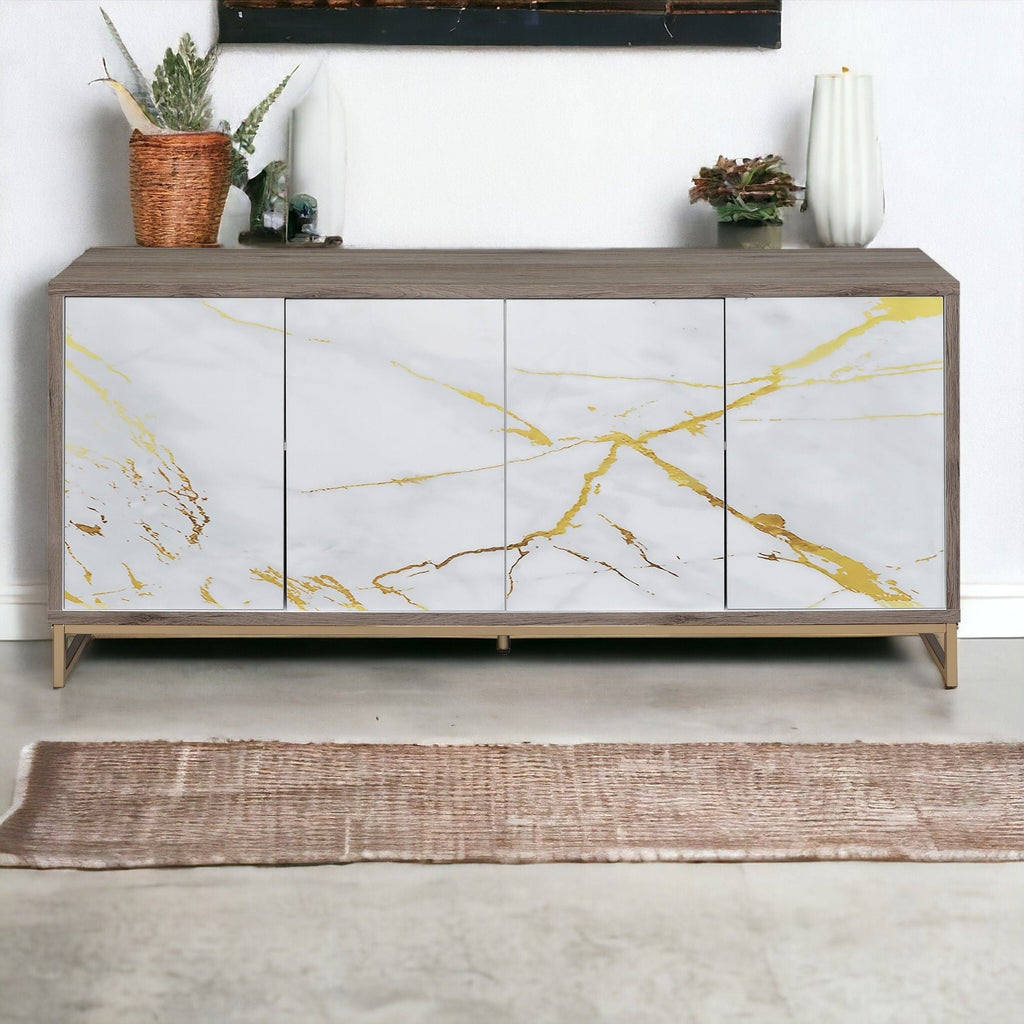 Paavan Console Cabinet with Ample Storage - White / Champagne