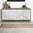 Paavan Console Cabinet with Ample Storage - White / Champagne