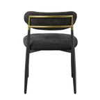 Side Chair Set with Metal Frame and Padded Armrests - Black or Beige