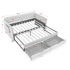 Daybed with Trundle and Storage Drawers - Twin, Fabric Upholstered - Multiple Colors