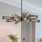 Modern Industrial Sputnik 8-Light Chandelier with Adjustable Height - Black