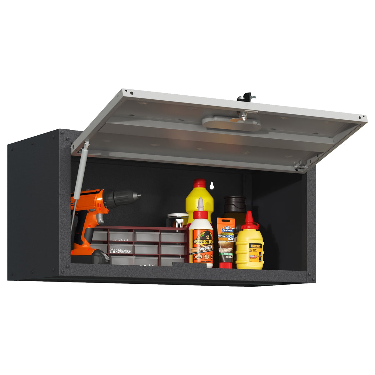 Heavy Duty Metal Wall Mounted Tool Storage Cabinet with Secure Locking - Black