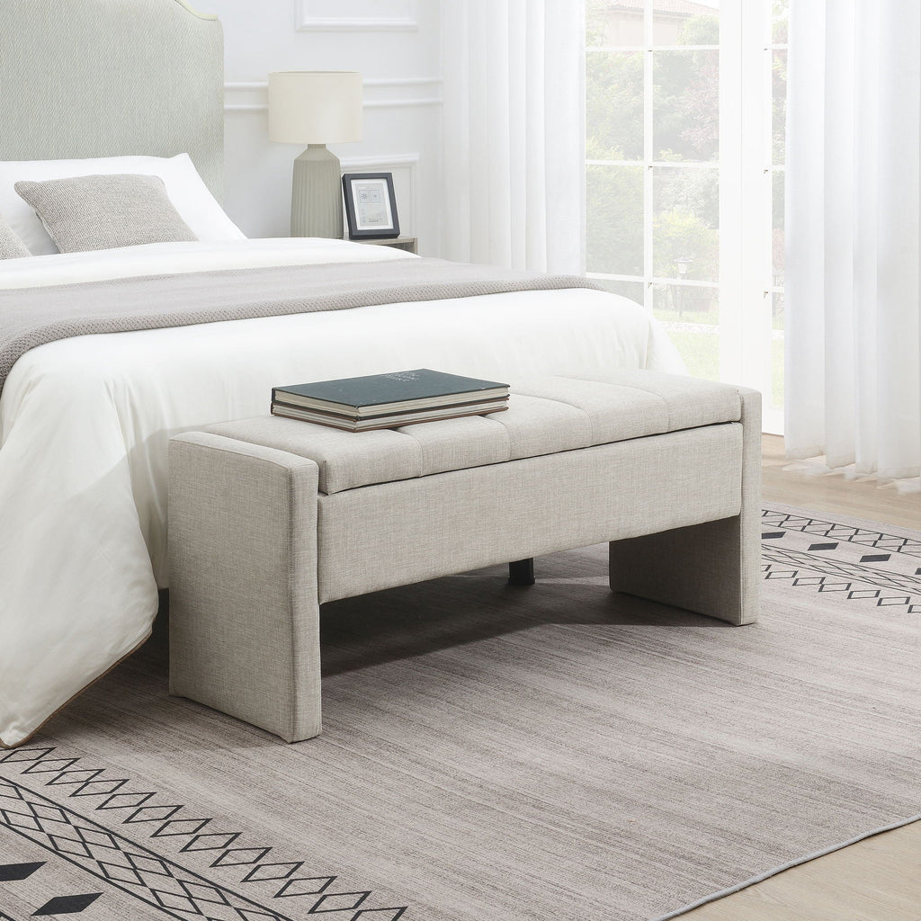 Modern Upholstered Large Bed End Bench with Hidden Storage - Multiple Colors