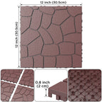Stone Texture 12" Patio Deck Tiles with Interlocking Design - Set of 44