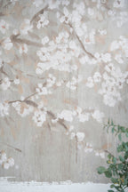 Large Cherry Blossom Canvas Art Print with Gray / White Matte Finish