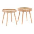 Pebble Mid-Century Modern Side Table Set with Tapered Legs - Natural