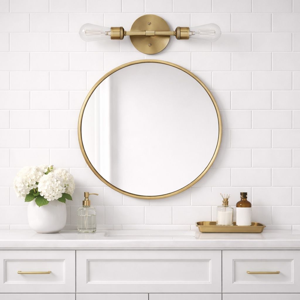 Reverie Double Lights Bathroom Wall Sconce Over Mirror - Clear / Gold