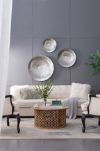 Textured Oversized Disc Wall Decor with Concealed Mounting - Silver