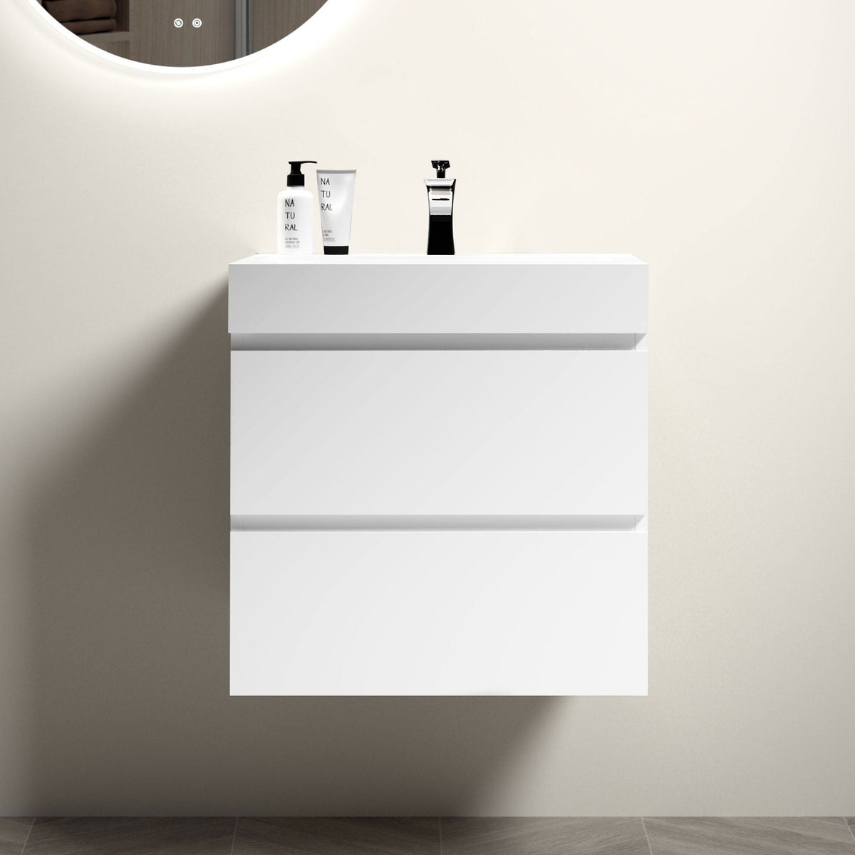 Modern Floating Bathroom Vanity with Large Storage - White or Black