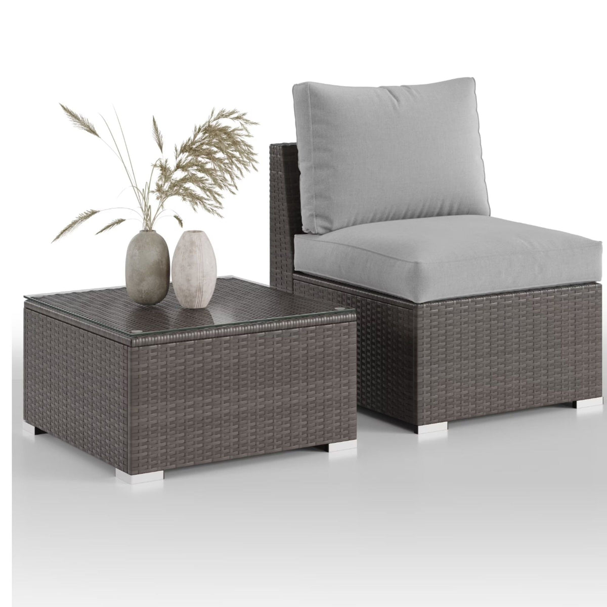 Modern Patio Set With Coffee Table - Weather-Resistant Frame - Multiple Colors