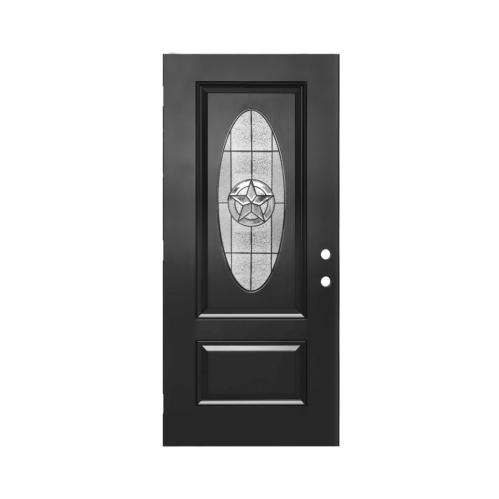 36"x80" Fiberglass Front Door with Durable Construction - Black