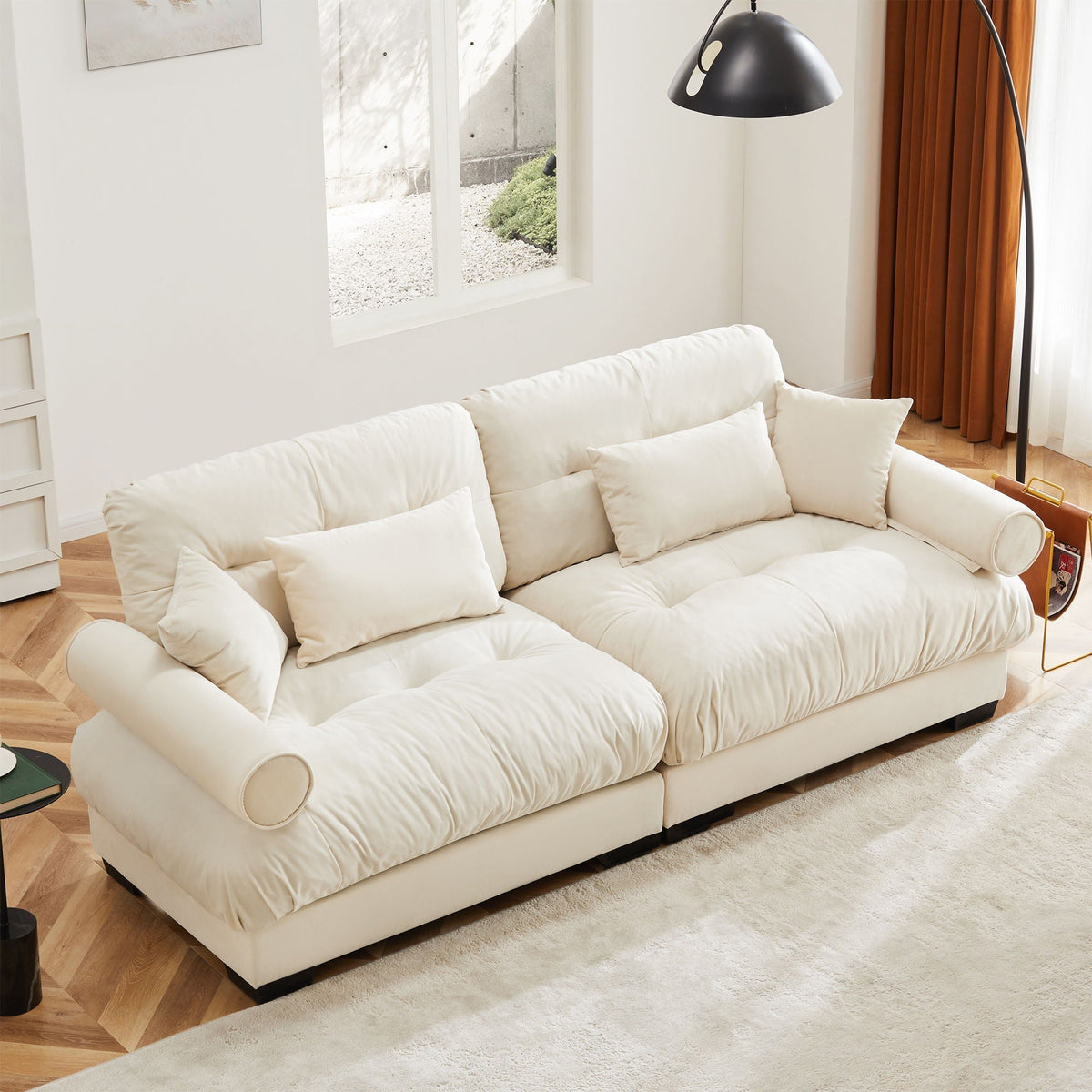 Modern Oversize Sofa with Cloud-Like Comfort - Fabric Stationary Sofa