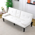Foldable Sofa Bed with Cup Holder and Solid Wood Frame - Multiple Colors