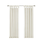 Twist Tab Lined Window Curtain Panel with Faux Silk Sheen - White