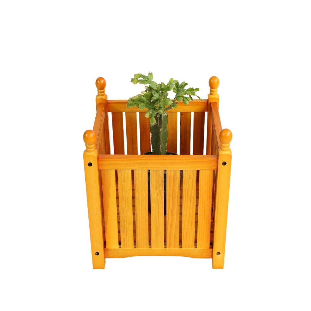 Teak Square Outdoor Flower and Herb Pot with Durable Wood Construction