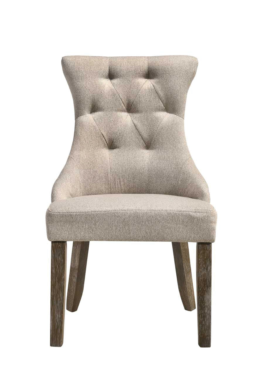 Two Tone Reclaimed Side Chair Set with Padded High-Back - Beige / Gray
