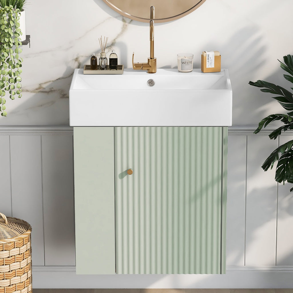 Modern Floating Bathroom Vanity with Ceramic Basin