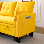 Reversible Chaise Sleeper Sectional Sofa with Storage - Cotton-Linen Upholstery
