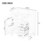 30" Bathroom Vanity Cabinet Base with Drawers - White