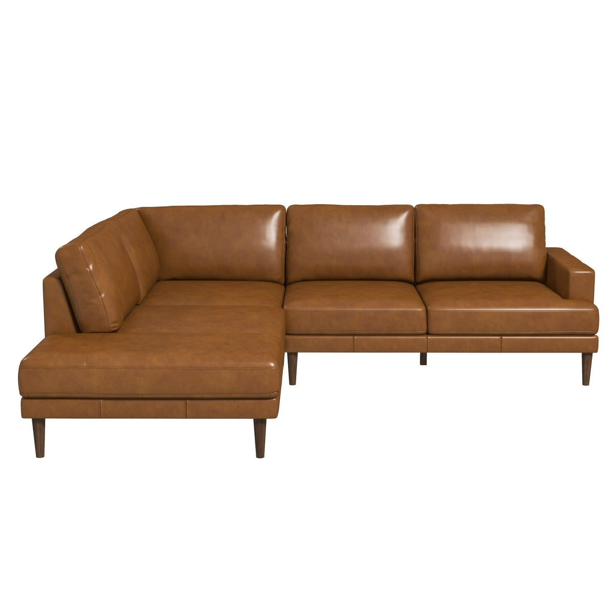 L-Shaped Sectional Sofa with Modern Design - Light Brown