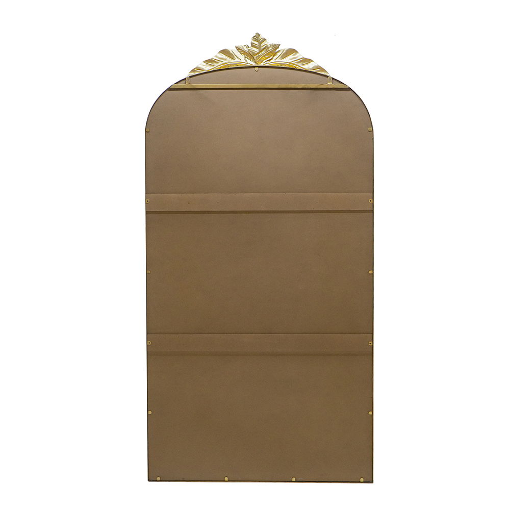 Gold Arched Wall Mirror with Metal Frame - Decorative Accent