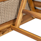 Solid Acacia Wood Sun Lounger Set with Grey Cushions - Outdoor