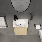 Modern Bathroom Vanity with Ceramic Basin and Storage Cabinet - Light Brown, Black, or White
