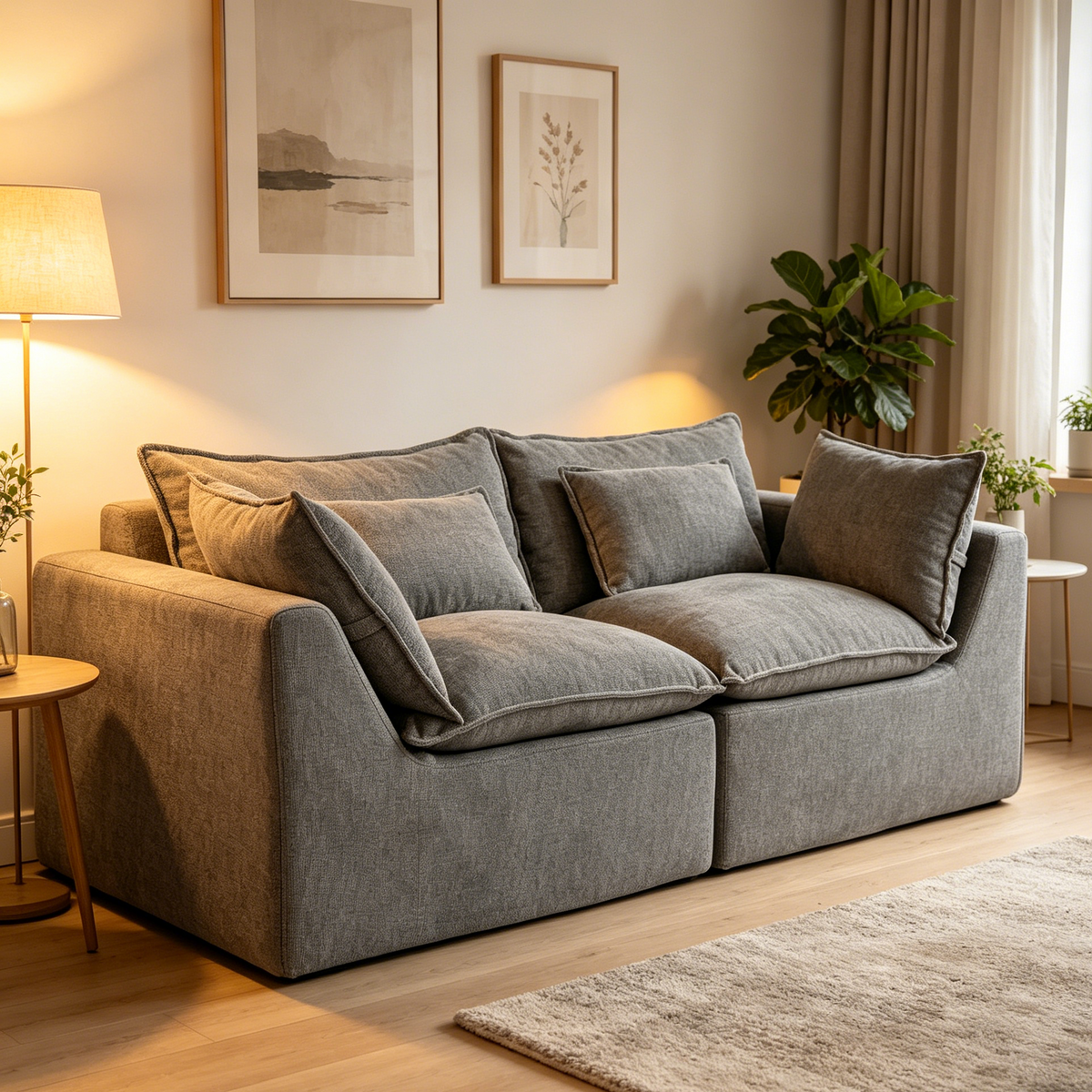 Cloud Couch Oversized Modular Sectional Sofa with Modular Design - Light Waffle Fabric